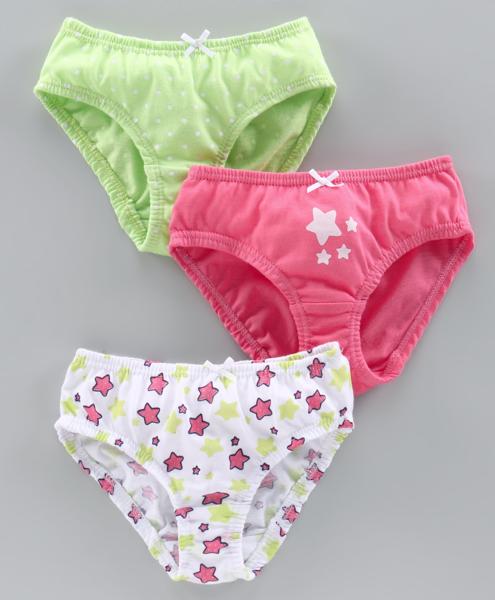 Babyoye Biowash Cotton Print Panties Pack of 3 - Lime Green Pink White-image-11