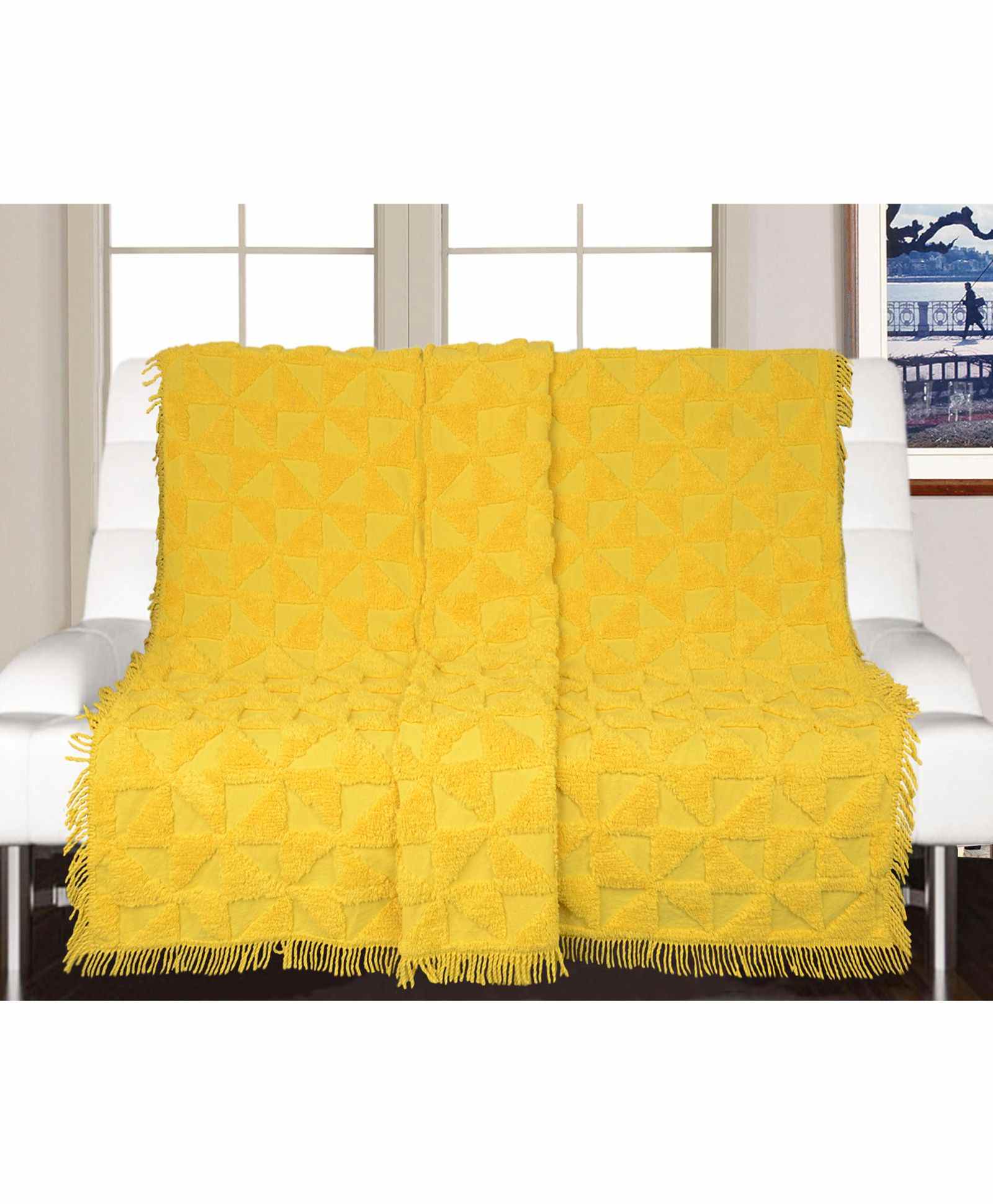 Saral Home Tufted Cotton Sofa Cover - Yellow-image-2