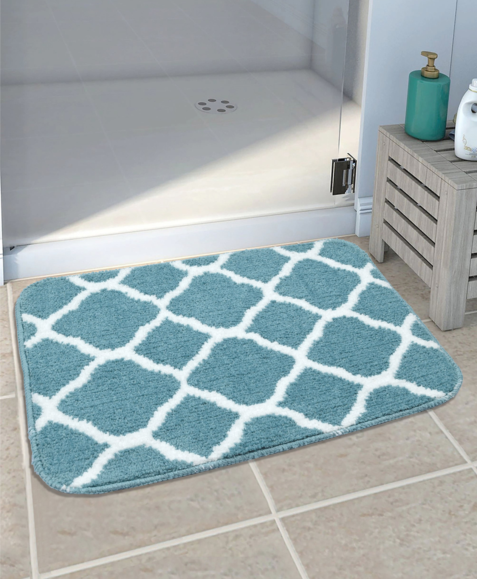 Saral Home Anti Slip Microfiber Bathmat - Blue-picture-12