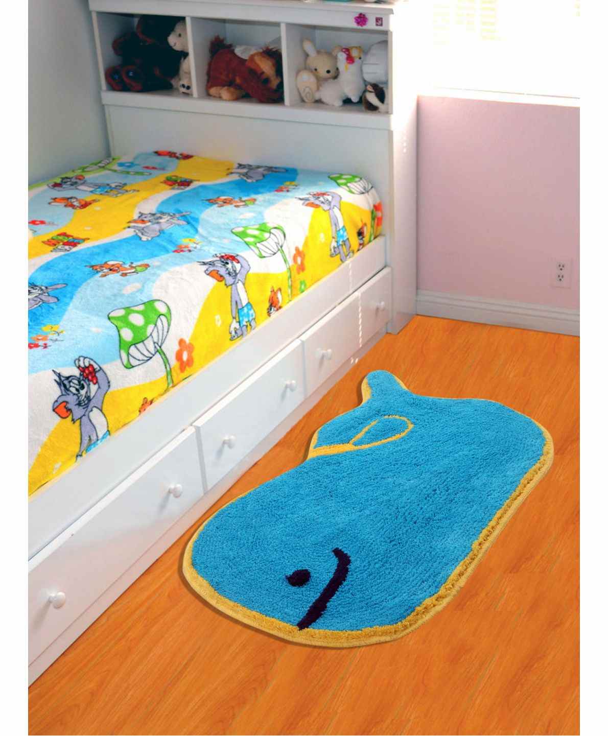 Saral Home Microfiber Whale Design Anti Slip Mat - Blue-image-11