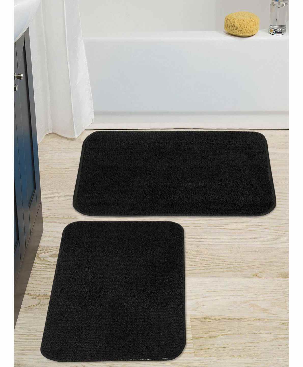 Saral Home Modern Microfiber Bath Mat Pack of 2 - Black-picture-19