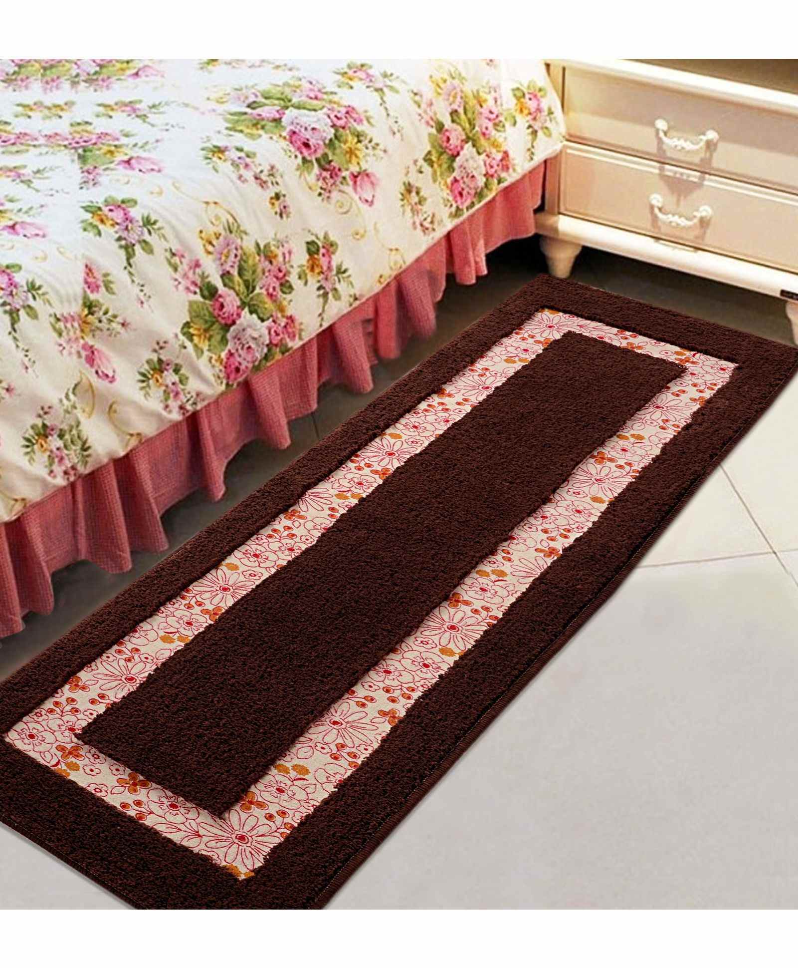 Saral Home Cotton Printed Floral Pattern Floor Runner - Maroon-image-12