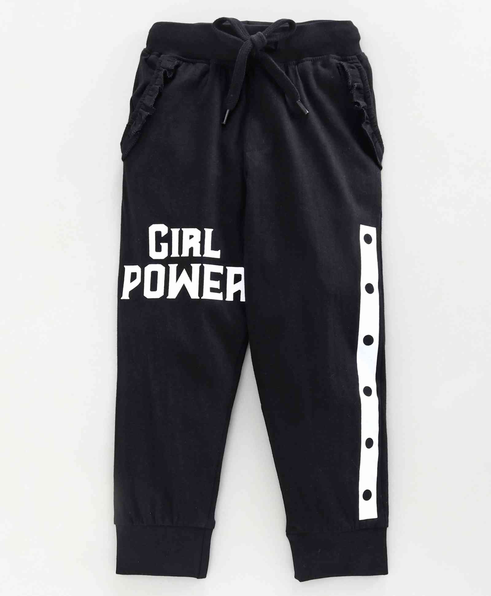 black cotton full length track pant