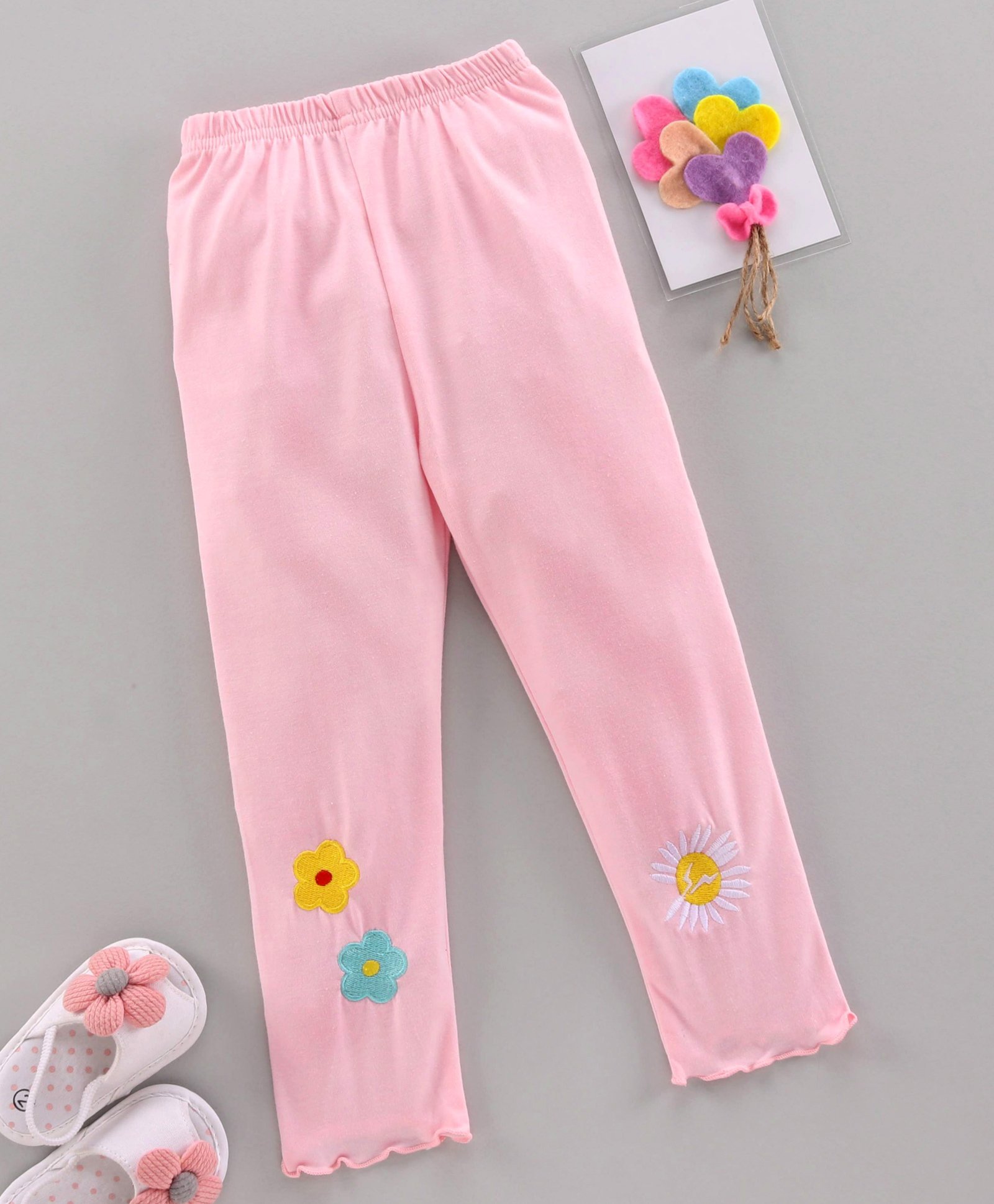 Kookie Kids Full Length Leggings Floral Embroidery - Pink-image-30