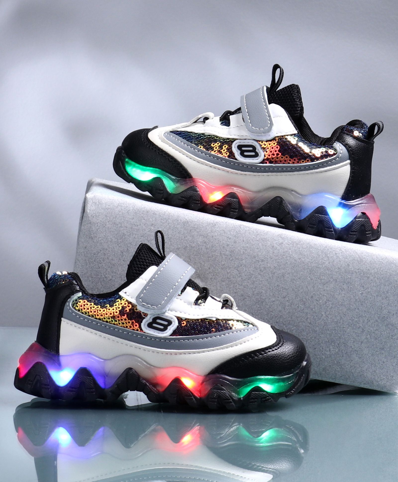 Buy KIDLINGSS Sequin 8 Patch Led Shoes 