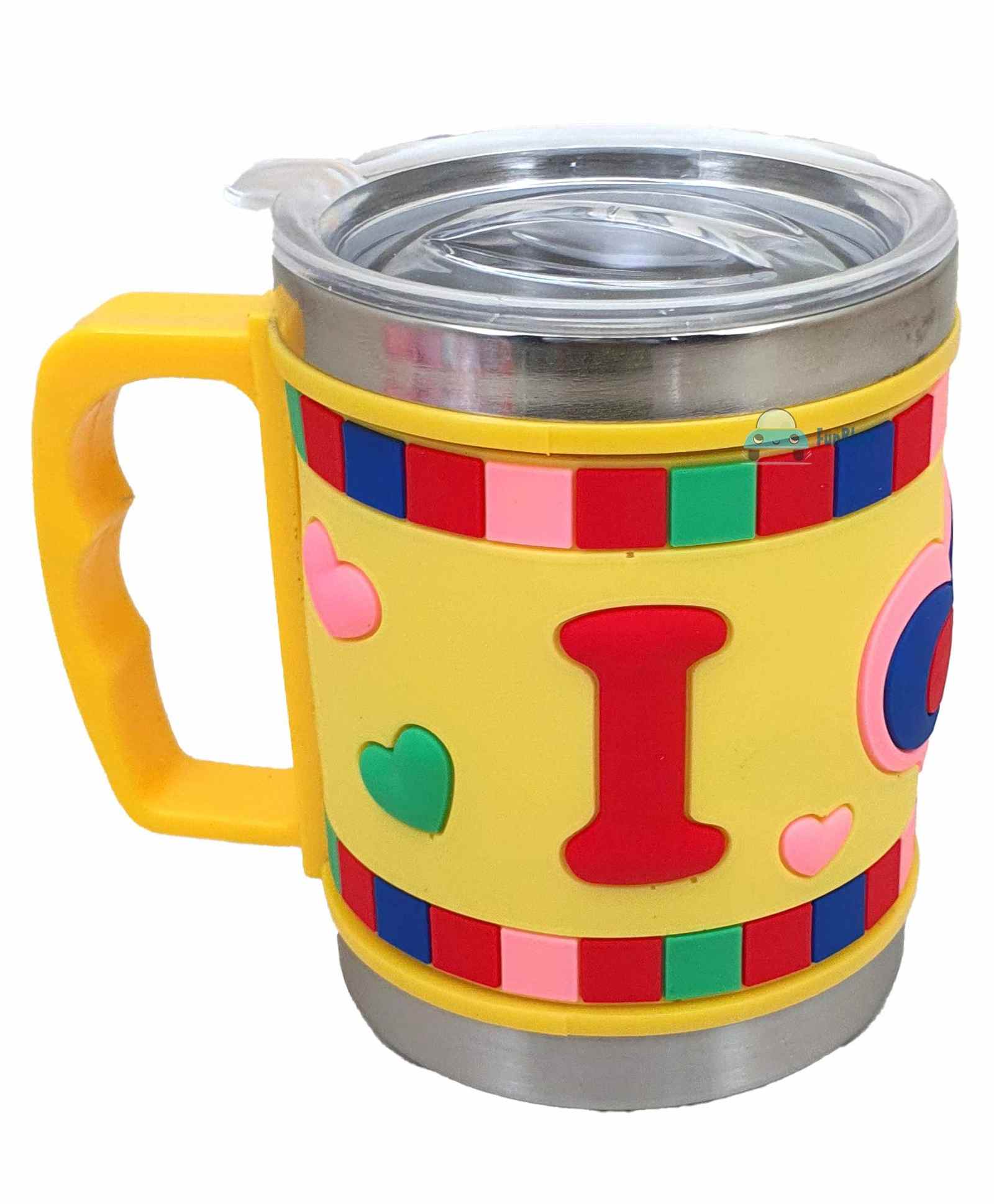 FunBlast Mug with Lid Love Design Yellow - 350 ml-image-8