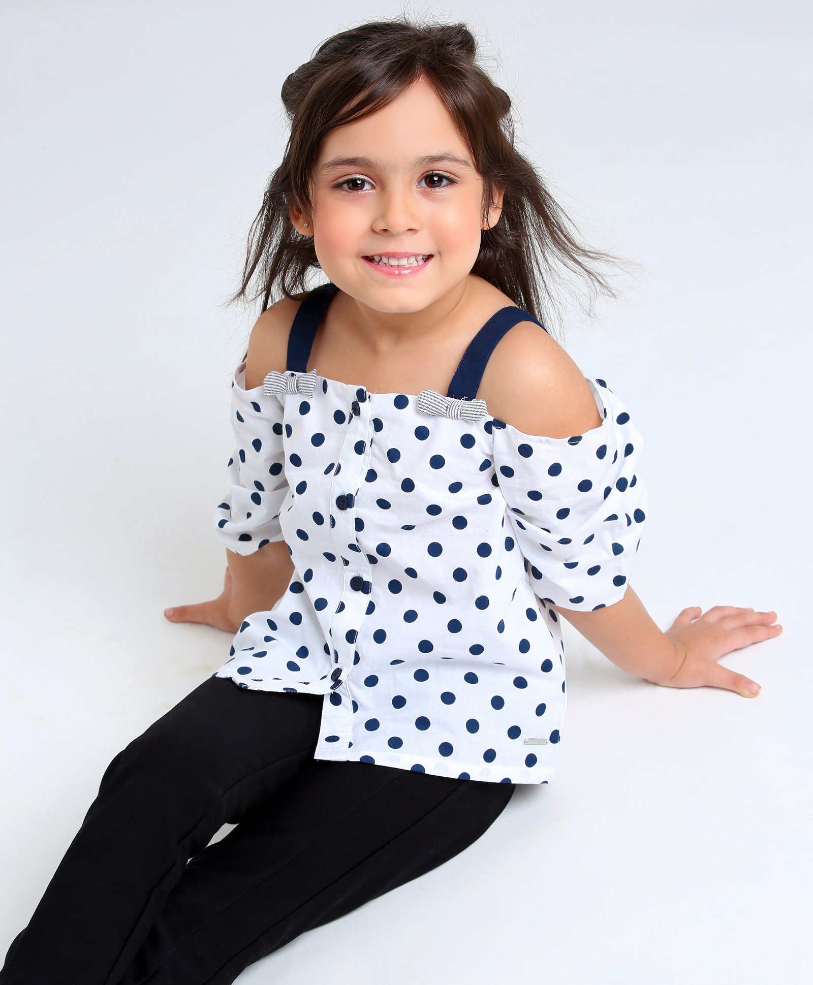 Babyoye Sleeveless Top Polka Dot Print - White Black-image-34