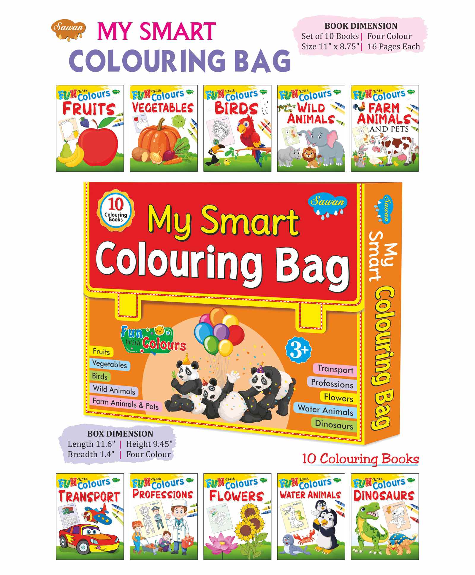 Sawan My First Colouring Set Colouring Books Pack of 10 - English-image-9