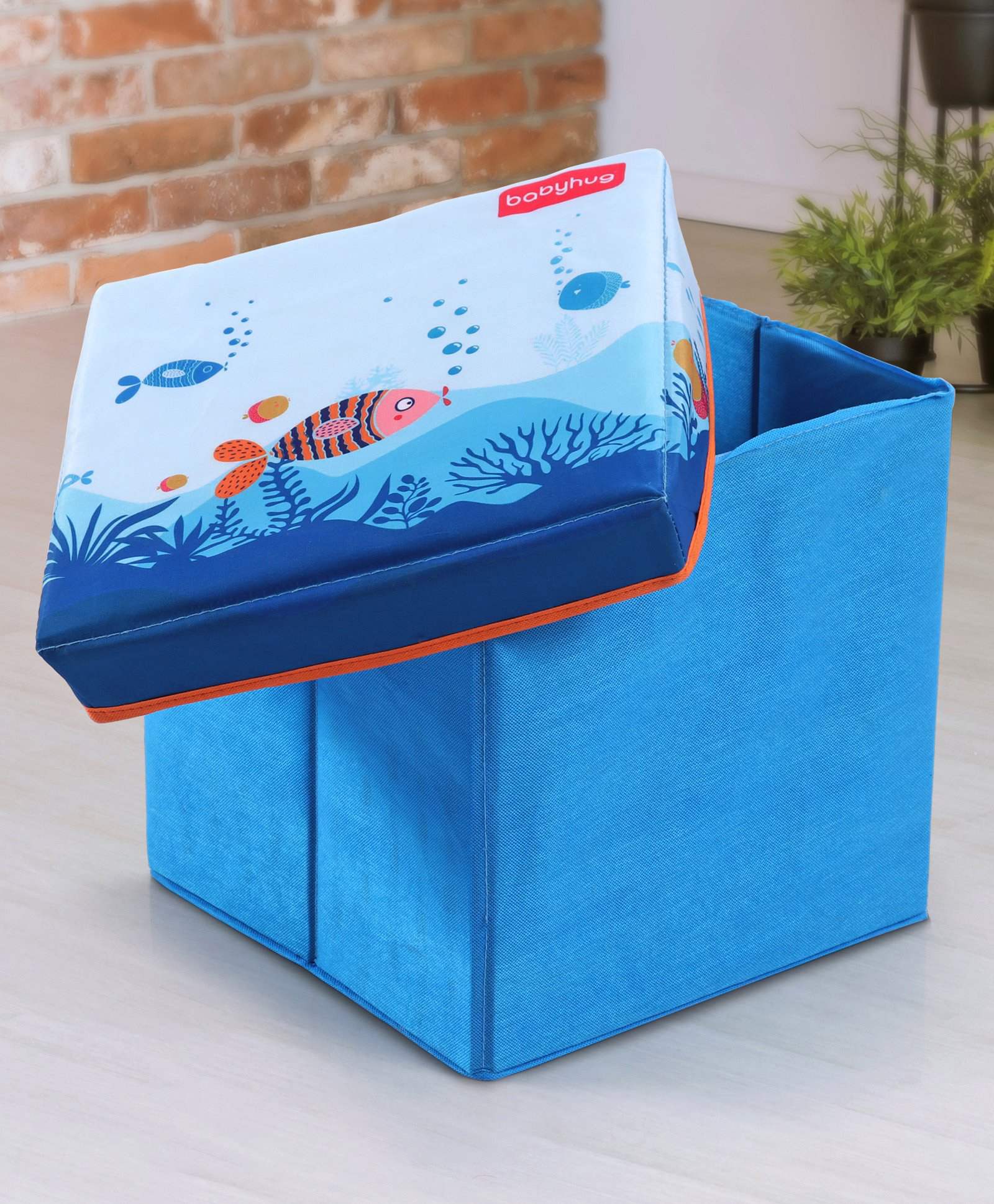 Babyhug Sto-Sit Foldable Storage Box  Fish Print - Blue-picture-30