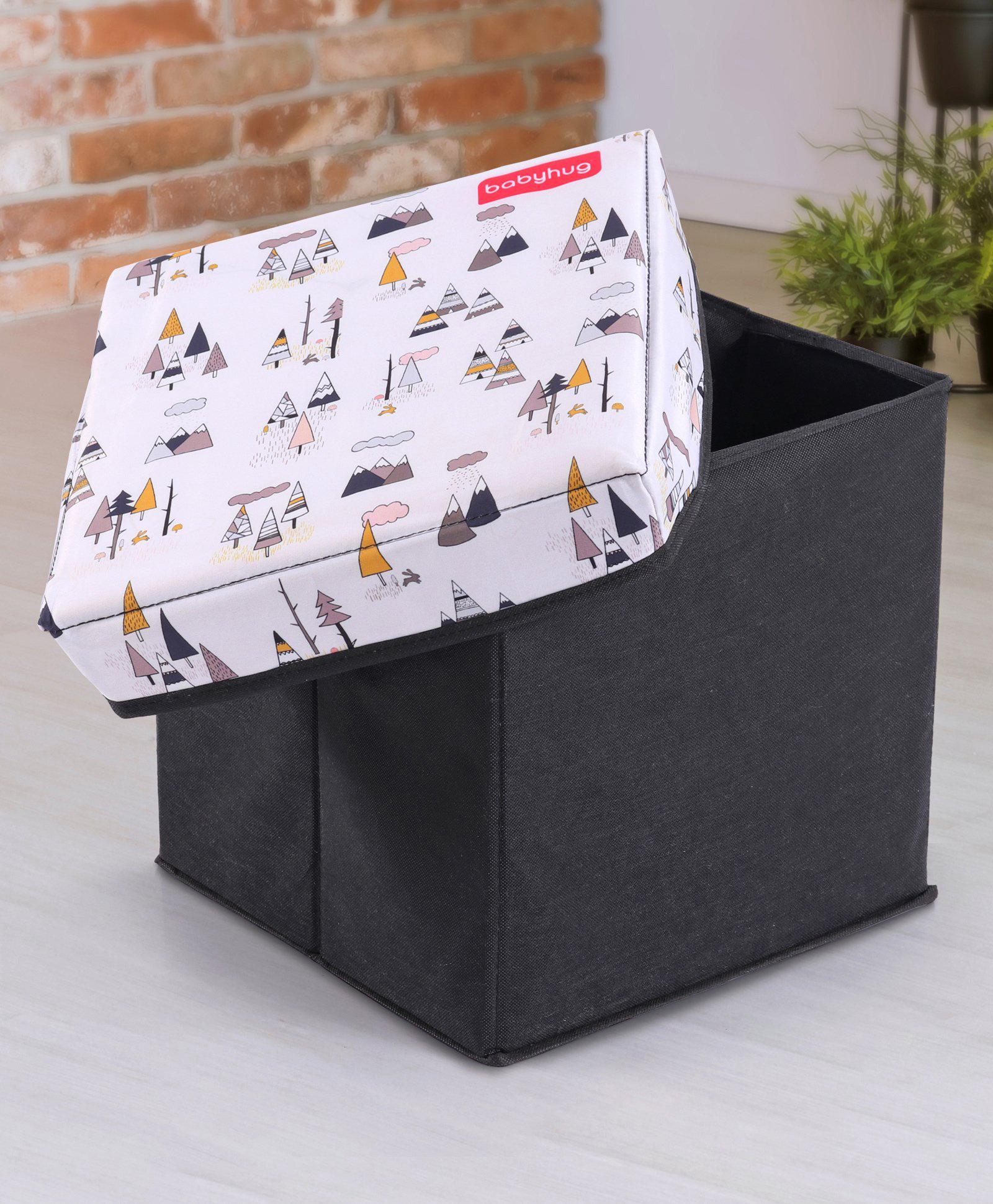 Babyhug Sto-Sit Foldable Storage Box  Mountain Tree - Black-picture-27