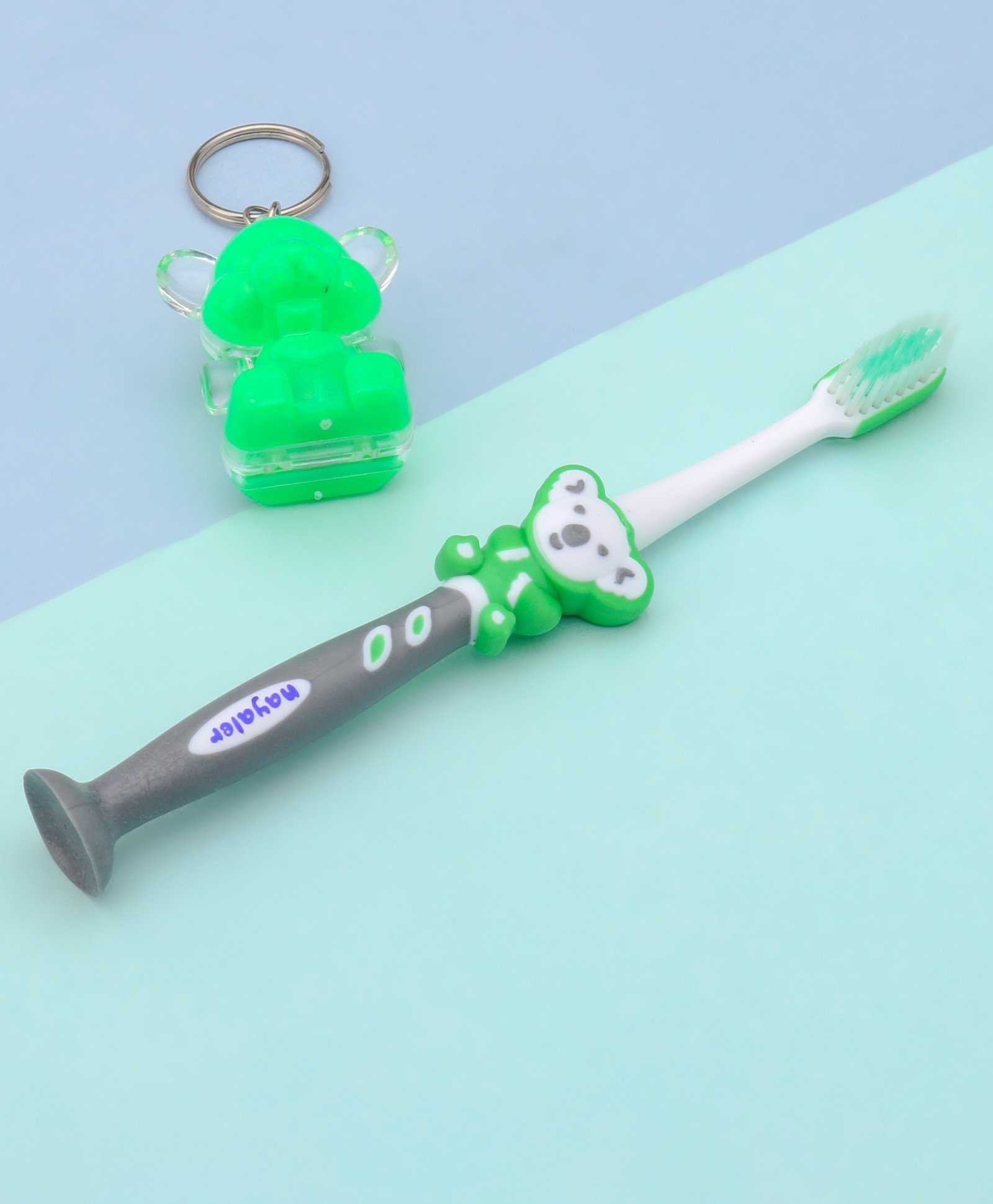 fab n funky Koala Shaped Ultra Soft Bristle Toothbrush With Key Ring (Color May Vary)-picture-18