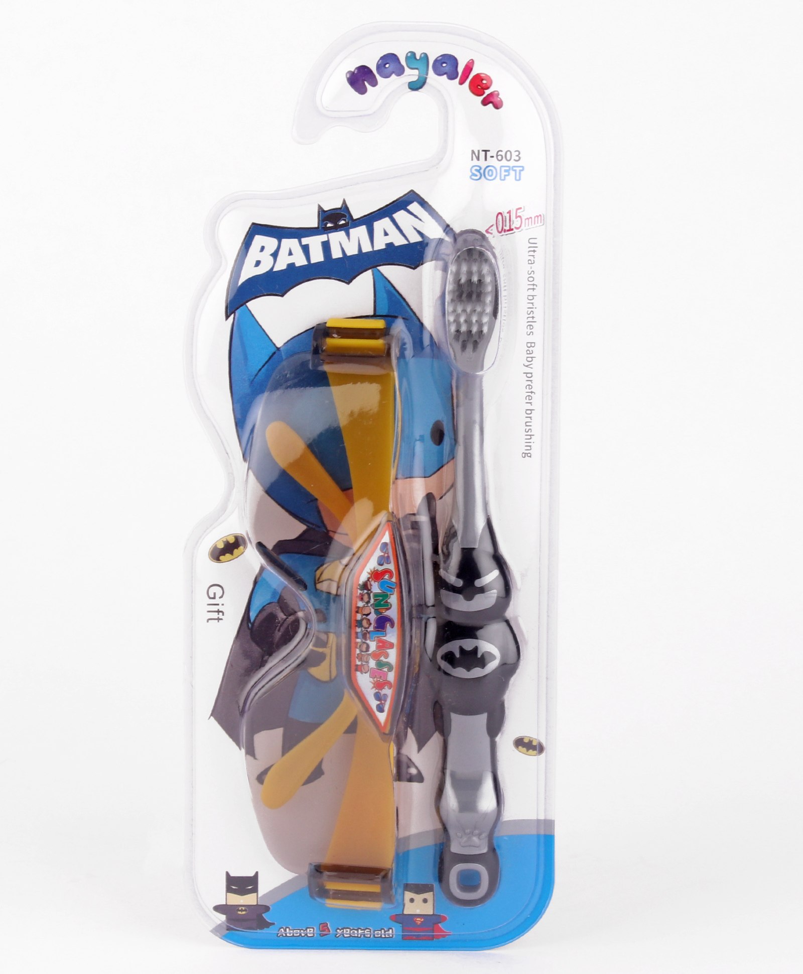 Superhero Shaped Ultra Soft Bristle Toothbrush With Sunglasses (Color May Vary)-image-24