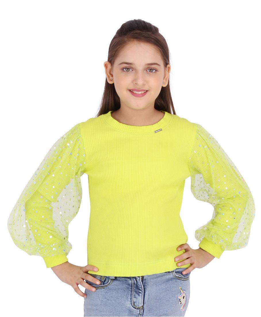 yellow embellished top