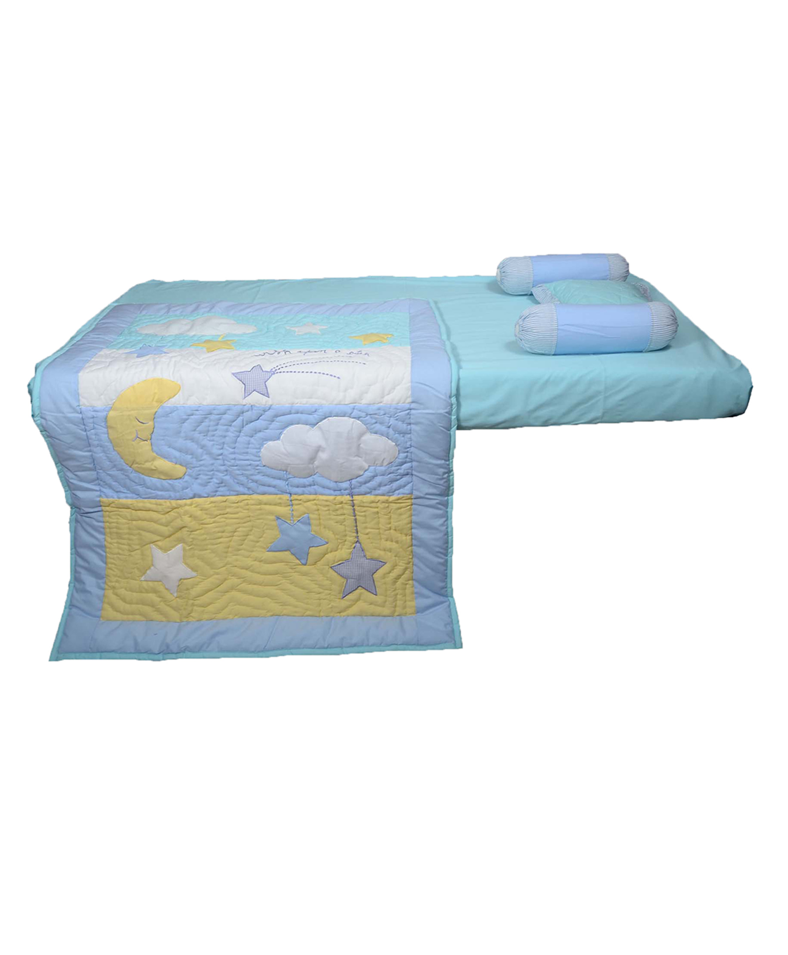 Blooming Buds Sweet Lullaby Moon & Stars 5 Piece Cot Set - Blue-image-40