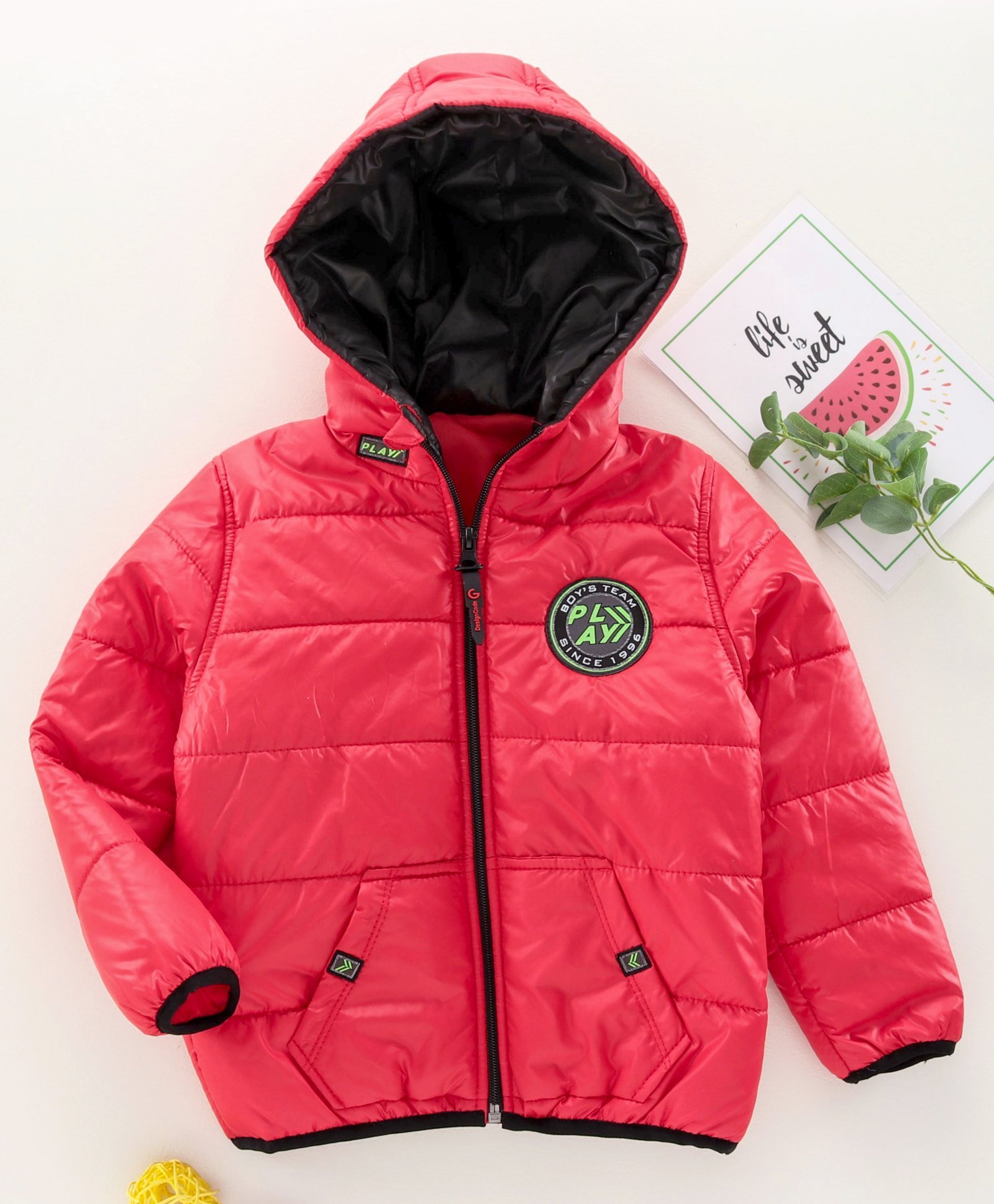 quilted jacket red