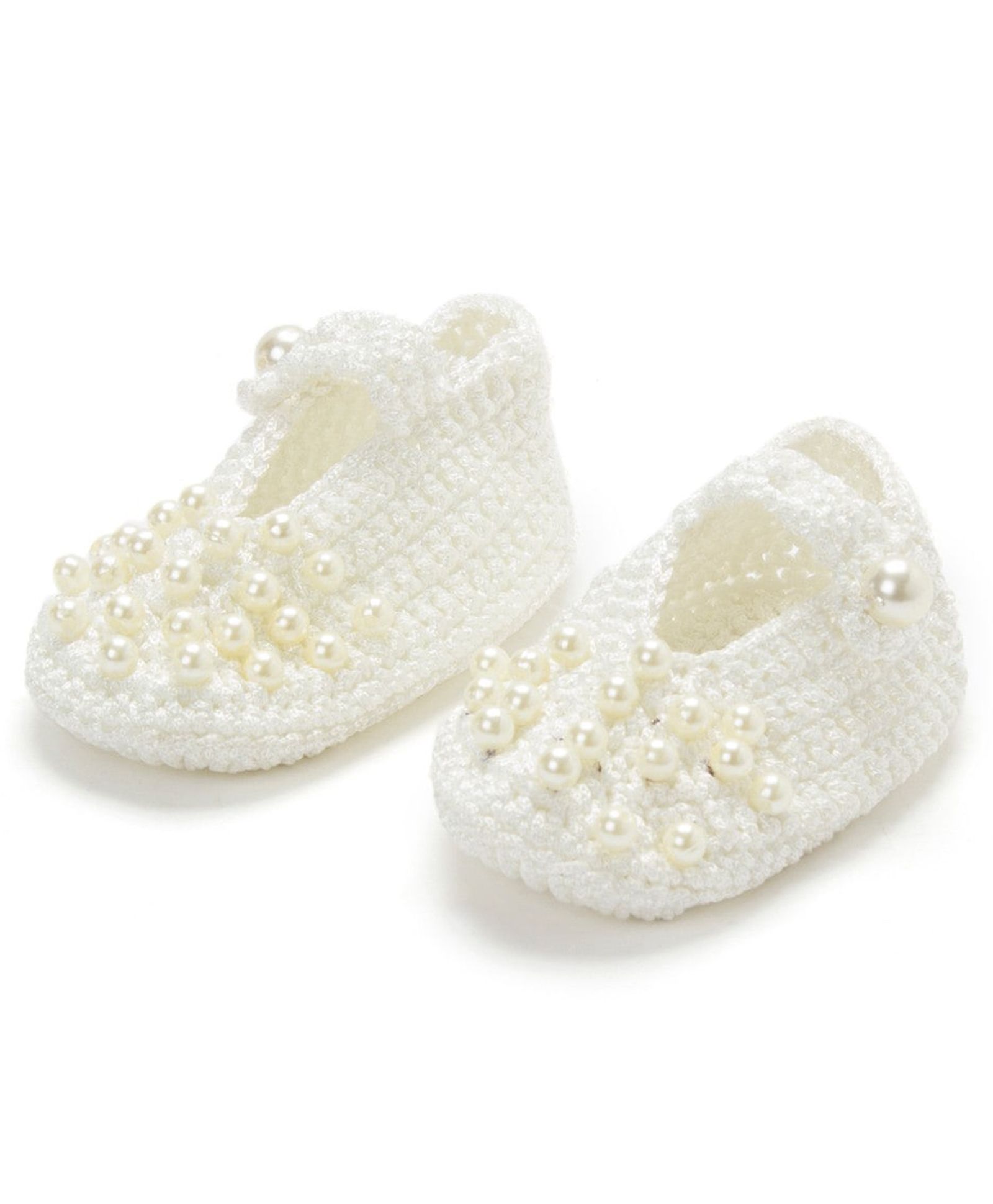 Funkrafts Pearl Embellished Crochet Booties - Cream-image-1
