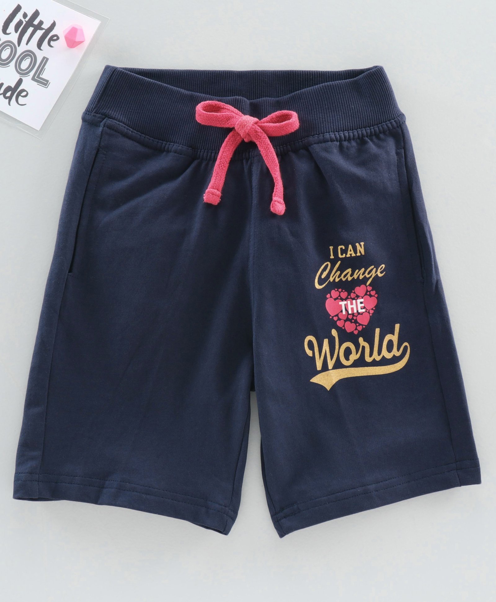 Doreme Mid Thigh Length Shorts Text Print - Navy Blue-image-9
