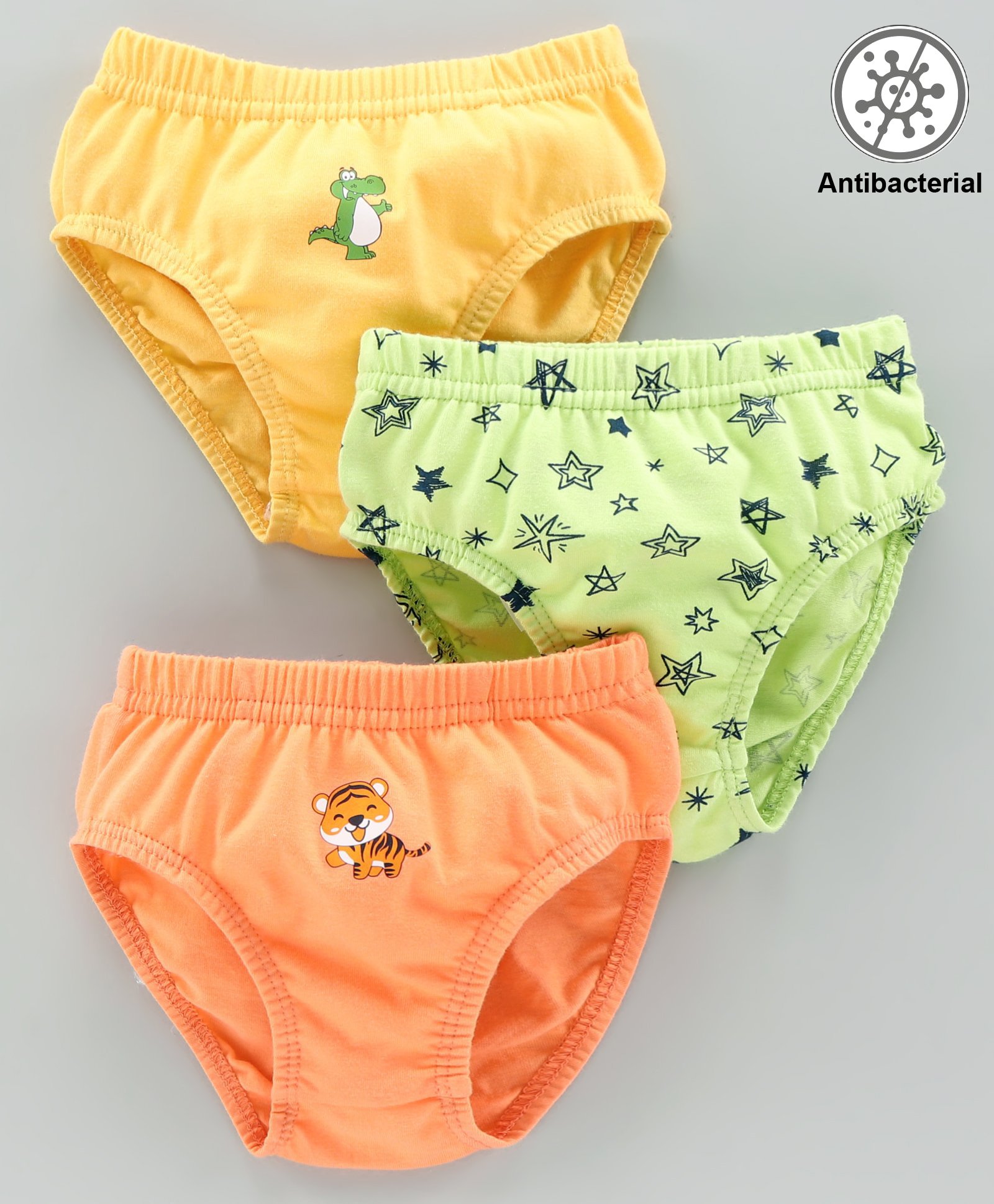 Babyoye Antibacterial Cotton Trunks Animal & Star Print Pack of 3 - Yellow Orange Green-image-31