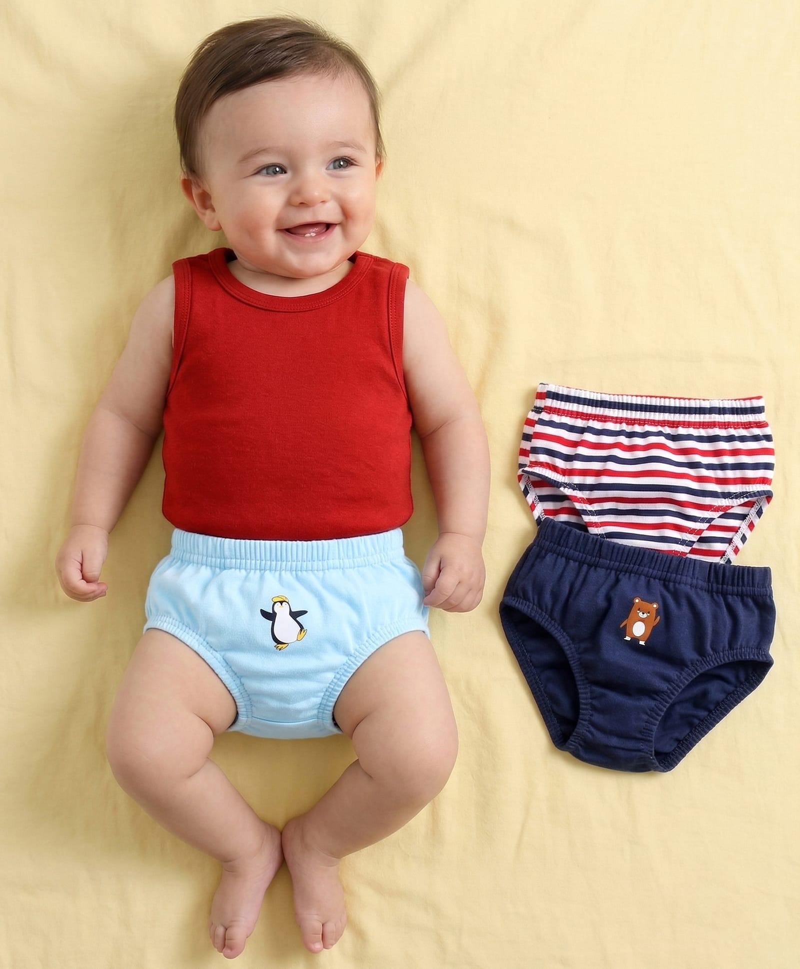 Babyoye Antibacterial Cotton Briefs Animal Print Pack of 3 - Blue  Red-picture-18