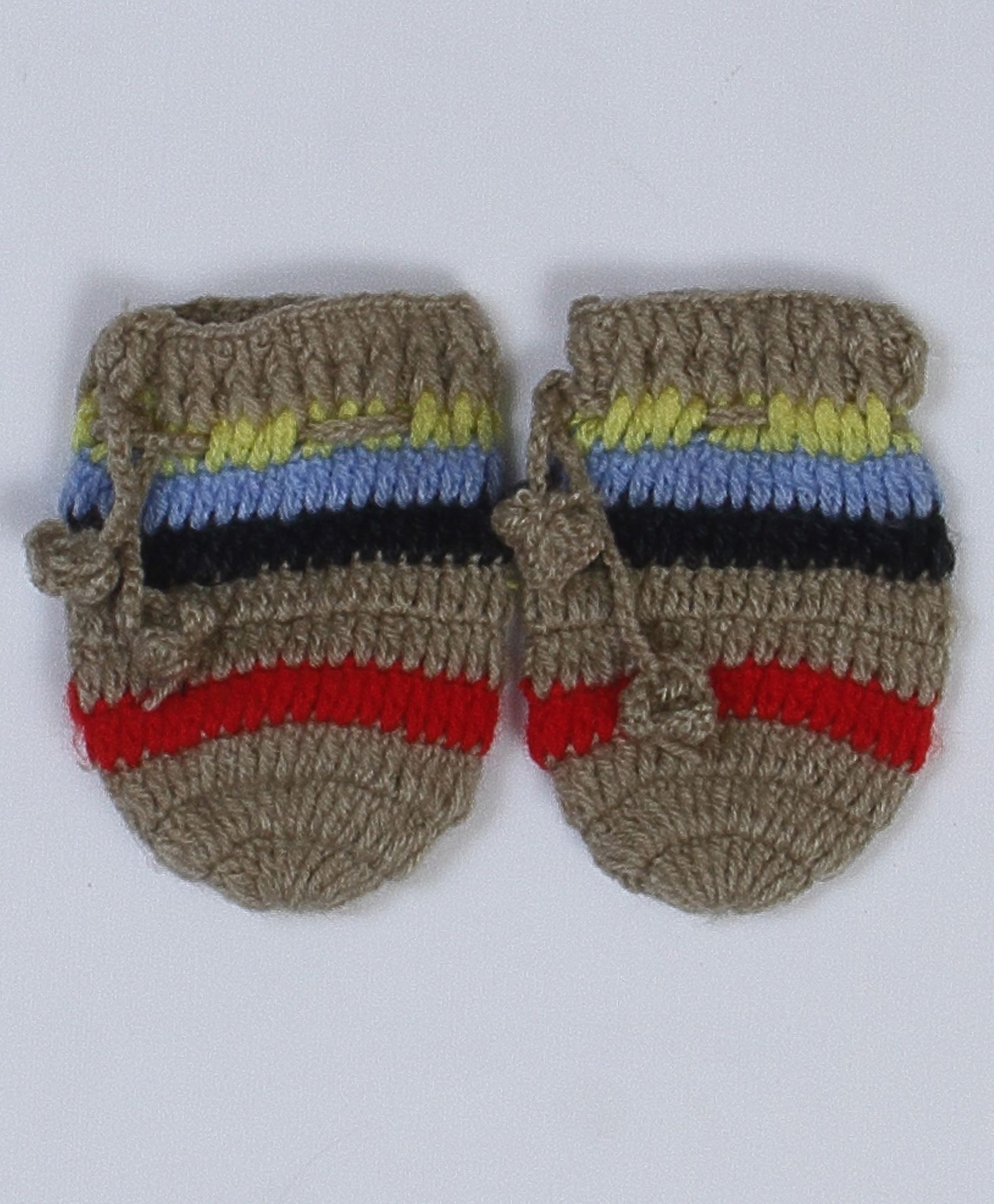 USHA ENTERPRISES Hand Knitted Striped Mittens - Brown-picture-11