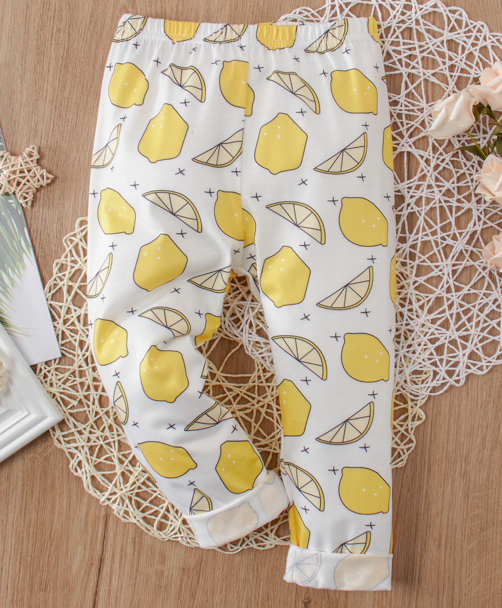 Kookie Kids Full Length Lounge Pant Lemon Print - White Yellow-picture-27