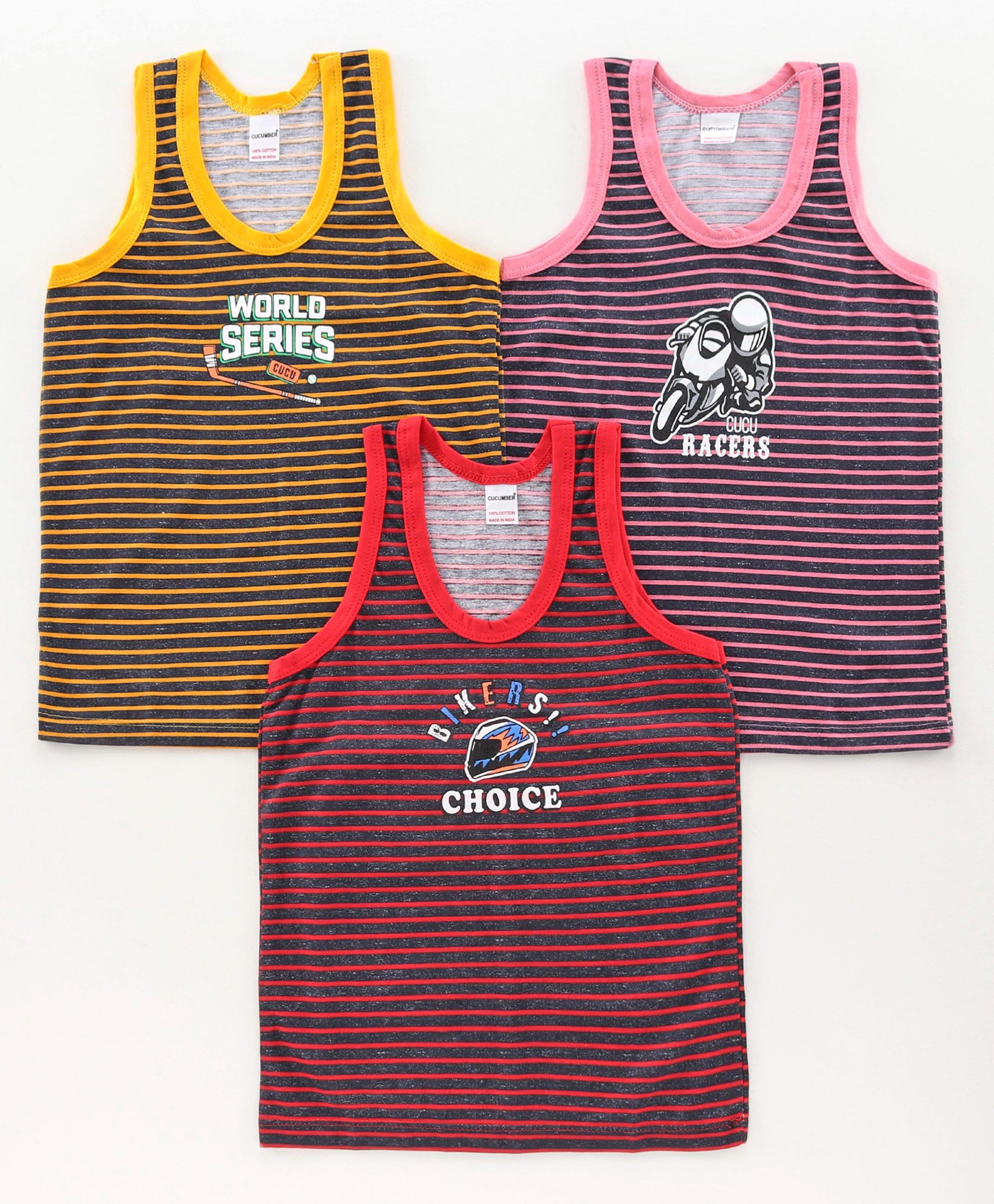 Cucumber Sleeveless Printed Vest Pack of 3 (Color and Print May Vary)-image-12