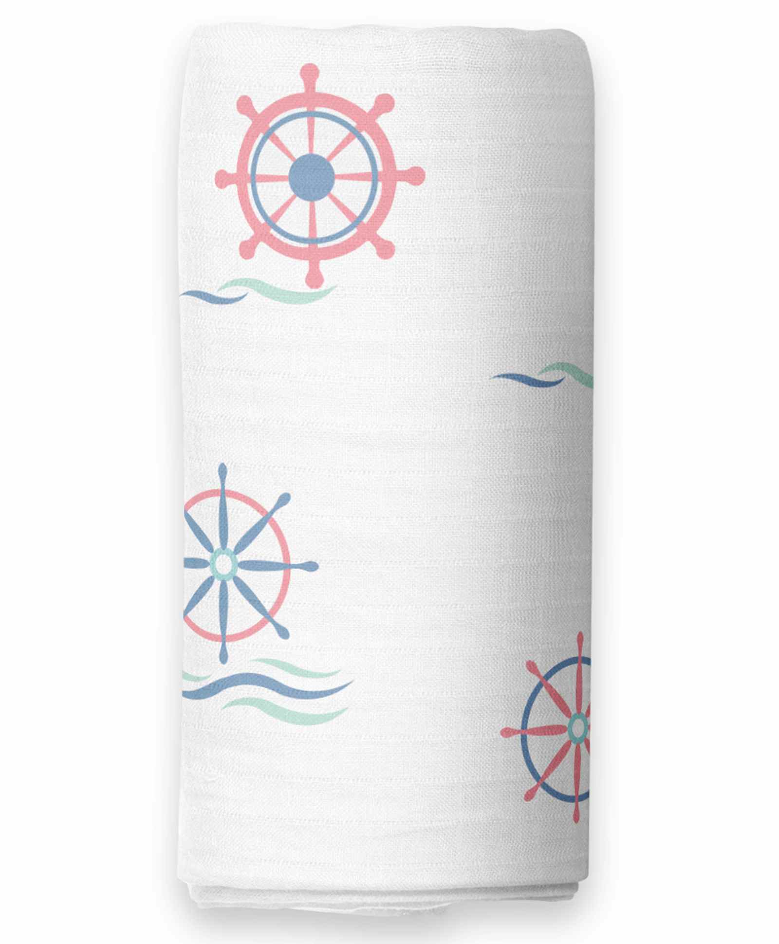 The White Cradle Baby Swaddle Wrap Shipwheel Print - White-image-34