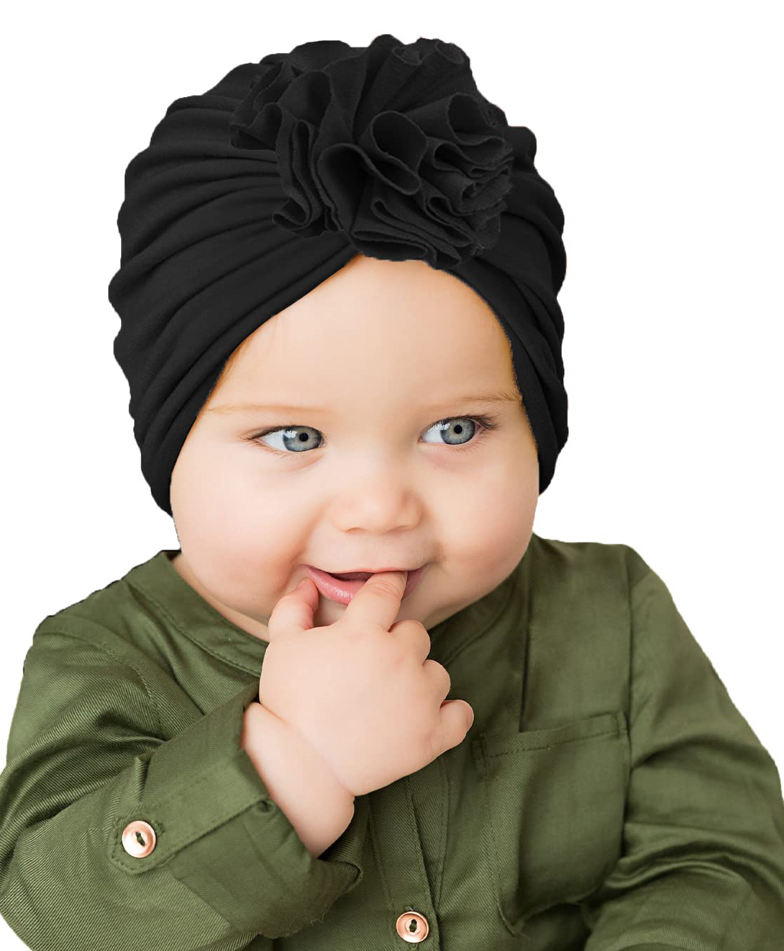 Syga Turban Flower Style Photography Cap Black - Circumference 36 to 55 cm-picture-17