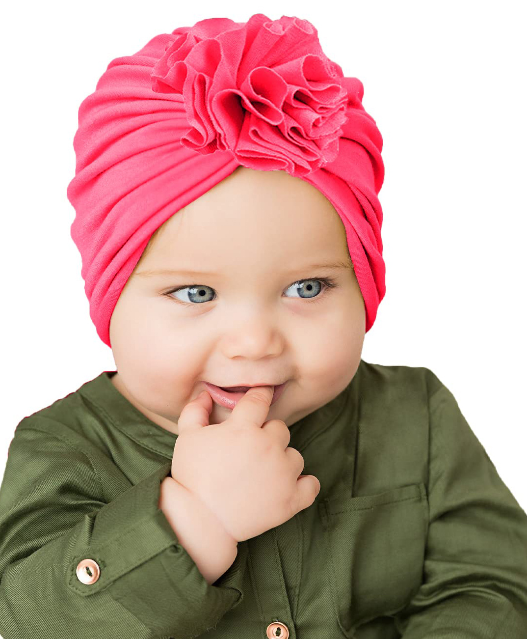 Syga Turban Flower Style Photography Cap Pink - Circumference 36 to 55 cm-image-40