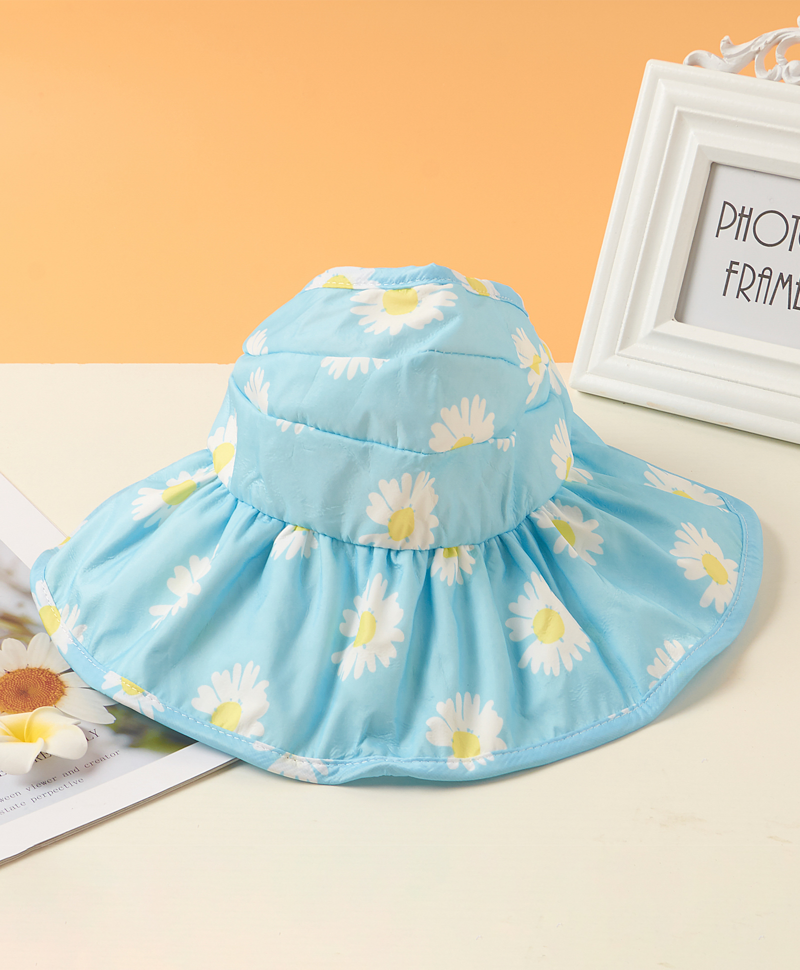 Babyhug Hat Floral Print Blue - Circumference  57 cm-image-35