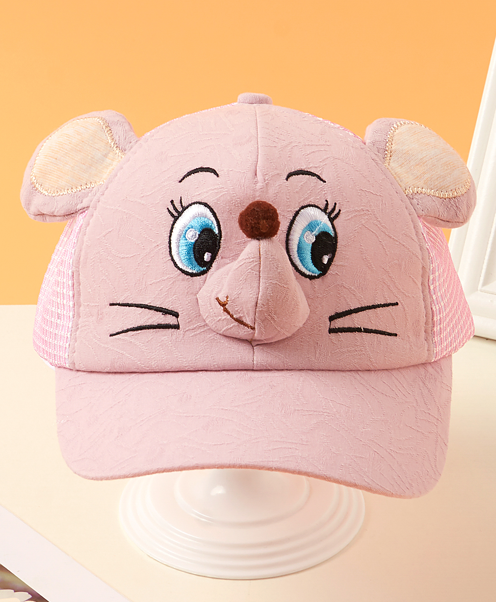 Babyhug Summer Cap 3D Ears Pink - Circumference 56 cm-picture-18