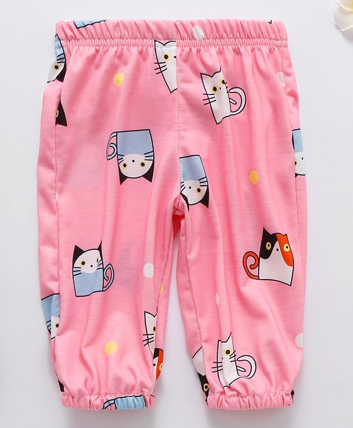 Kookie Kids Full Length Lounge Pant Kitty Print - Pink-image-38