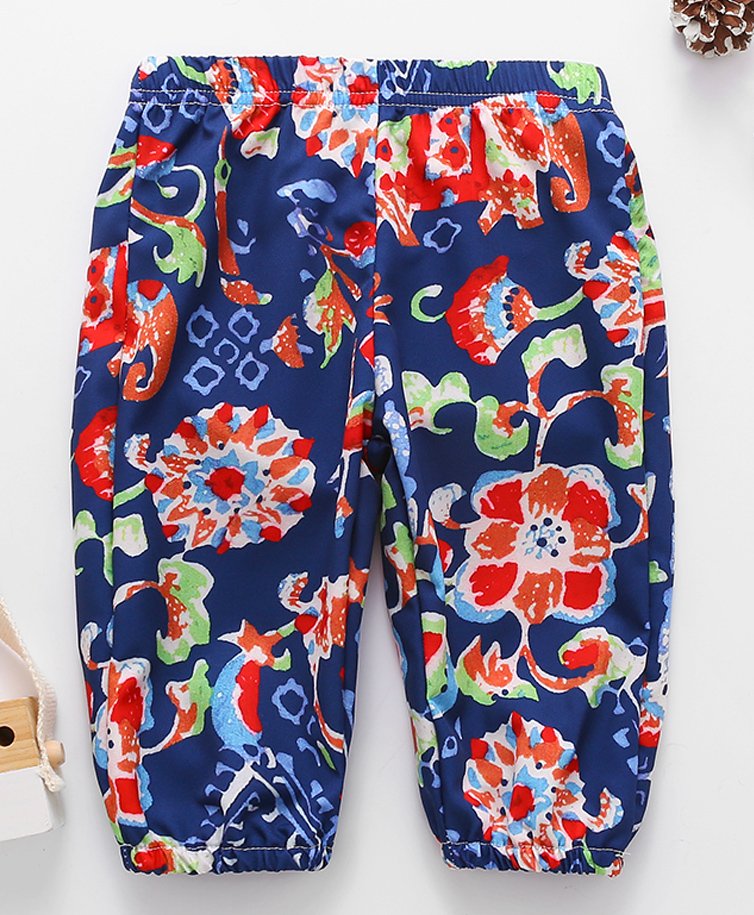 Kookie Kids Full Length Lounge Pant Floral Print - Blue-picture-10