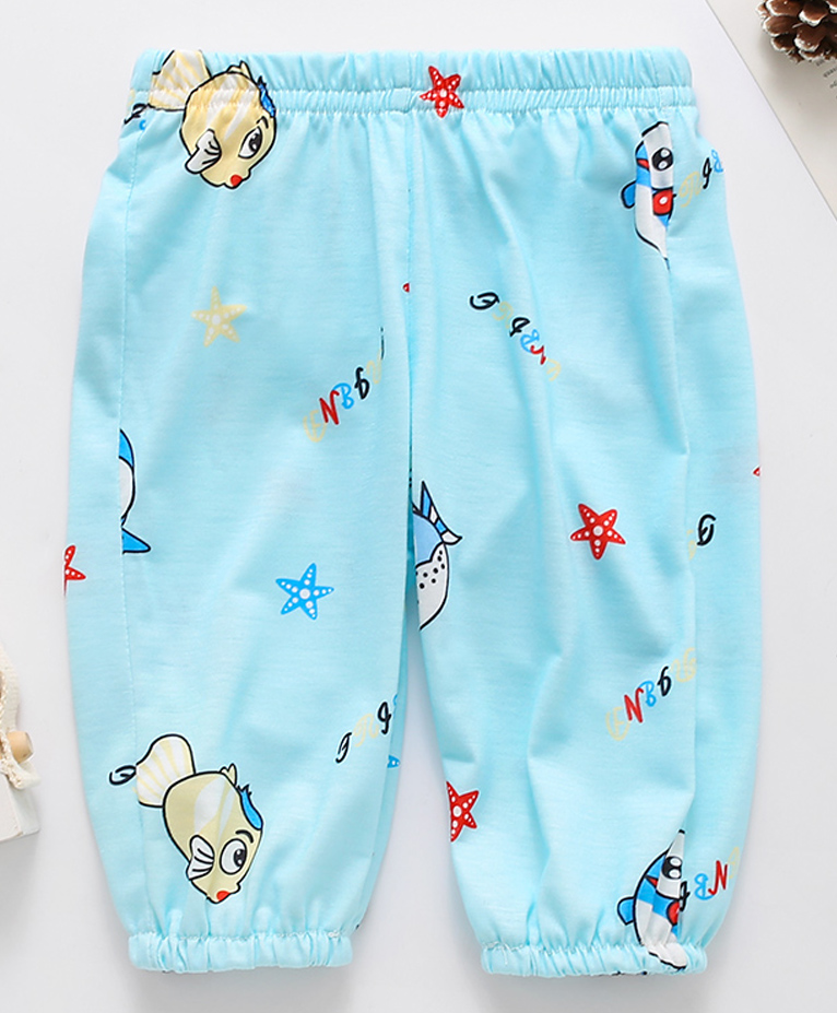Kookie Kids Full Length Harem Pant Fish Print - Blue-picture-17