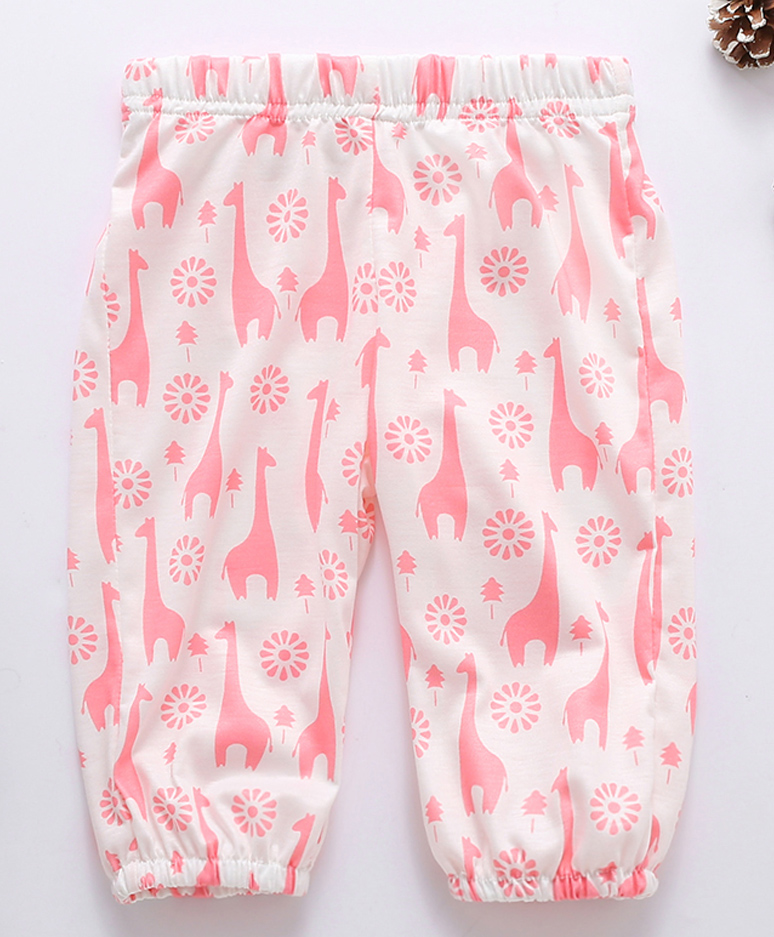 Kookie Kids Full Length Lounge Pant Giraffe Print - Pink-image-25