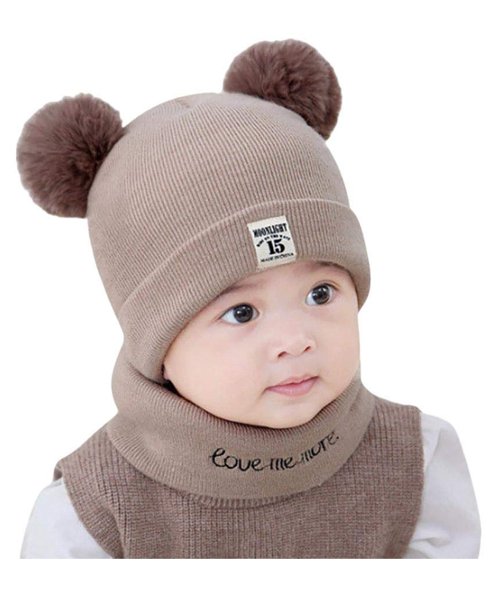 Syga Knitted Pom Pom Cap With Neckwear Beige - Circumference 39 to 43 cm-image-25