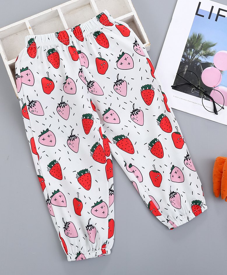 Kookie Kids Full Length Lounge Pants Strawberry Print - Multicolor-image-12