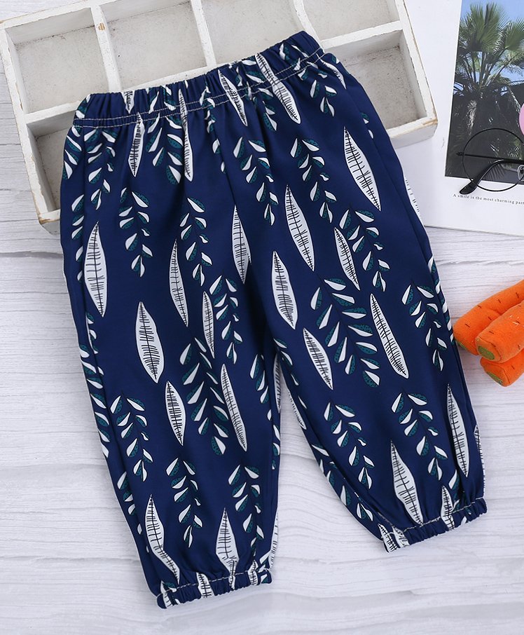 Kookie Kids Full Length Lounge Pants Leaf Print - Navy Blue-image-31