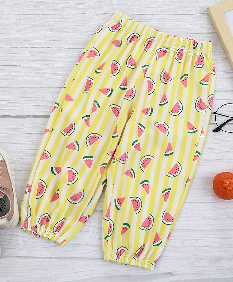 Kookie Kids Full Length Lounge Pants Watermelon Print - Yellow-image-32