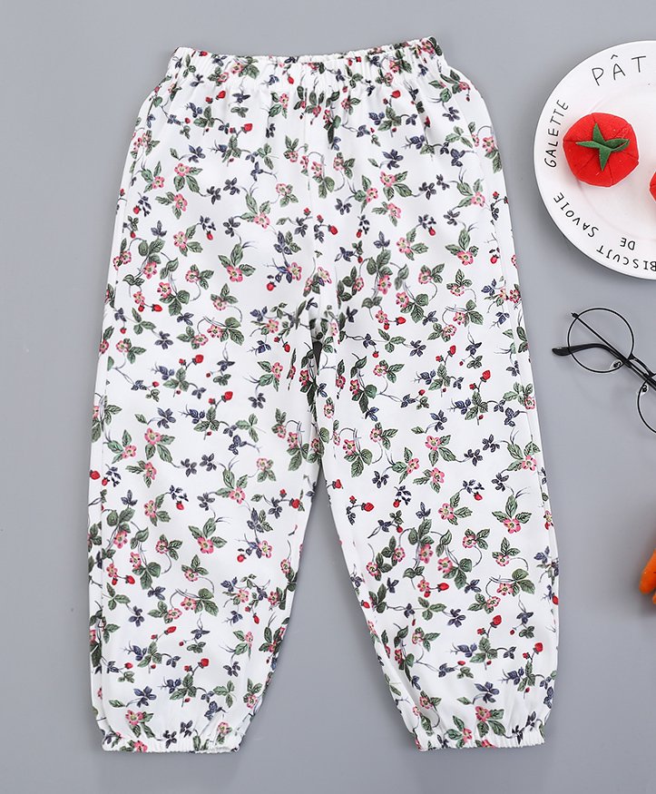 Kookie Kids Full length Lounge Pant Floral Print - White-picture-17