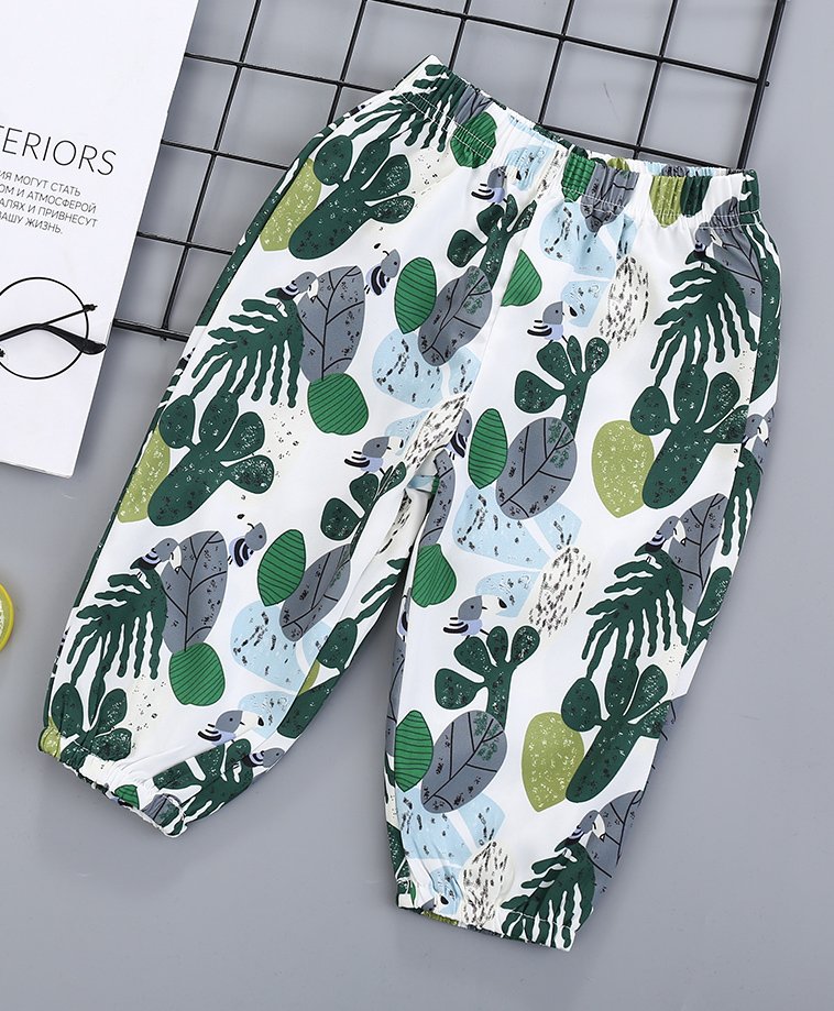 Kookie Kids Full Length Lounge Pant Leaf Print - Green-picture-35