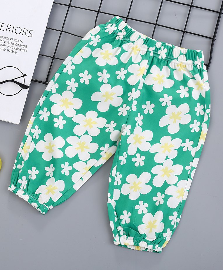 Kookie Kids Full Length Lounge Pant Floral Print - Green-image-49