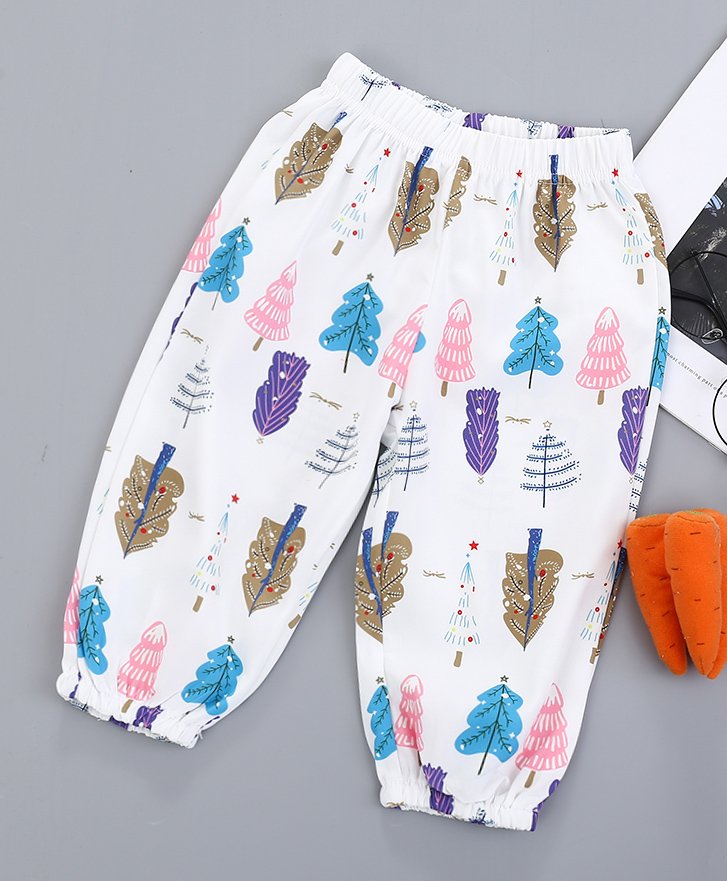 Kookie Kids Full Length Lounge Pant Tree Print - White-picture-28