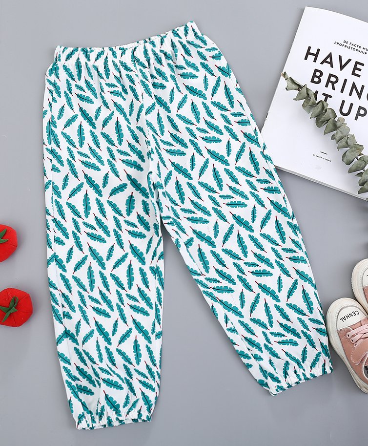 Kookie Kids Full Length Lounge Pant Leaf Print - Green-picture-29