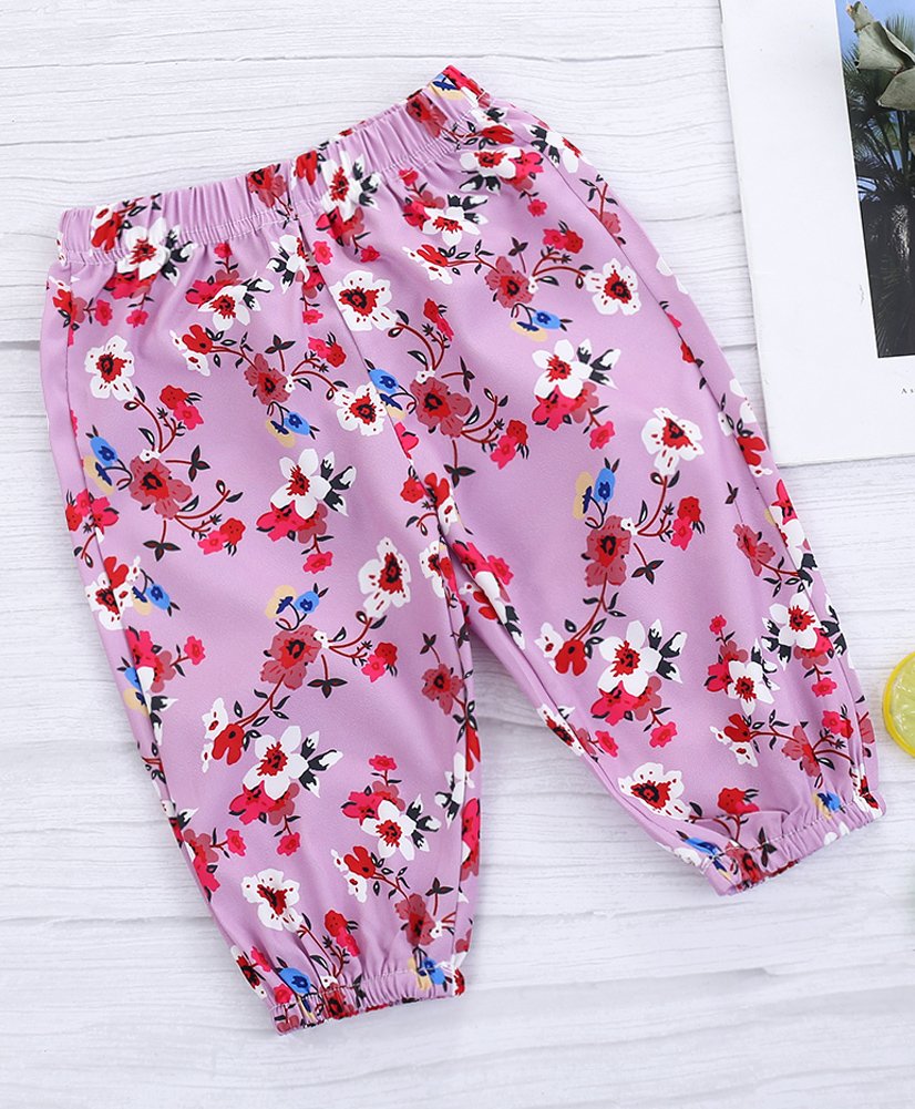 Kookie Kids Full Length Lounge Pant Floral Print - Purple-picture-26
