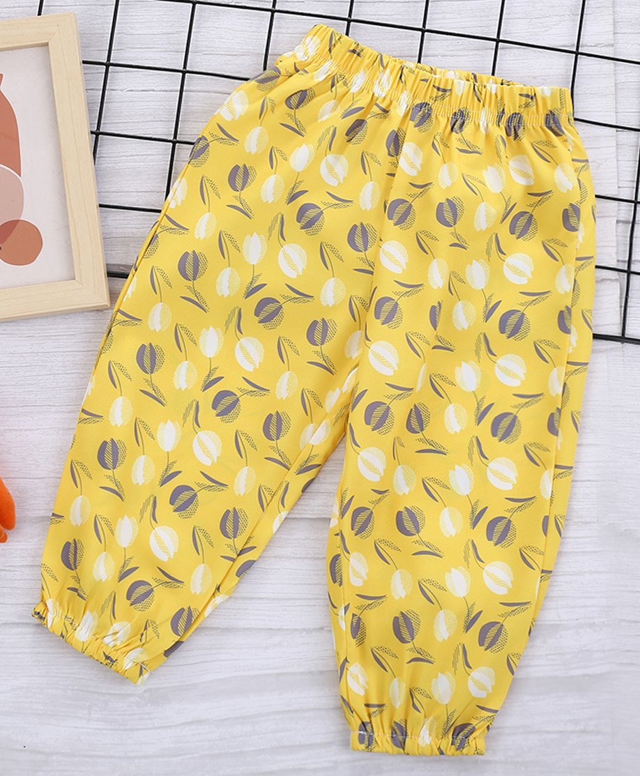 Kookie Kids Full Length Lounge Pant Floral Print - Yellow-image-3