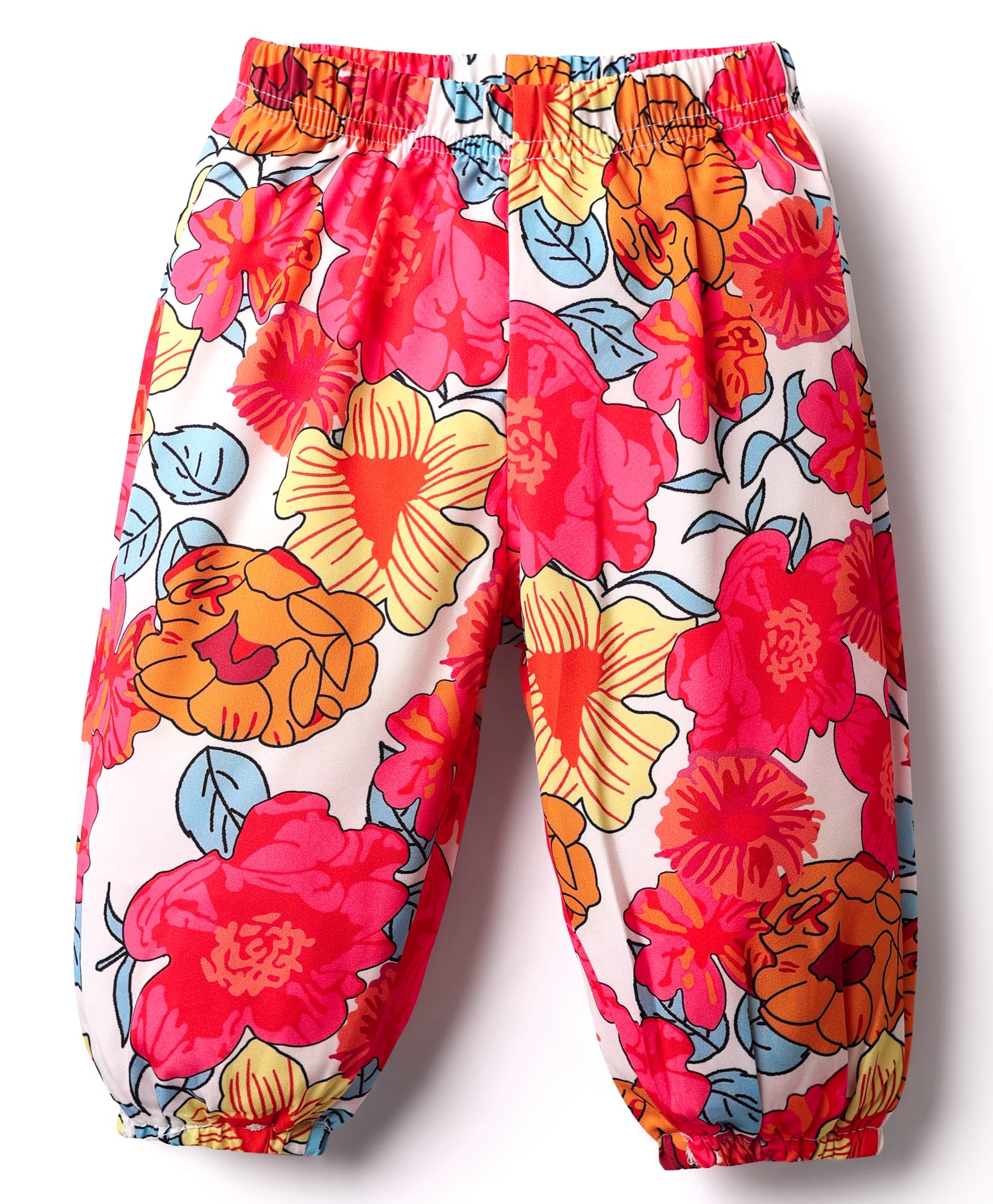 Kookie Kids Full Length Lounge Pants Flower Print - Orange-image-12