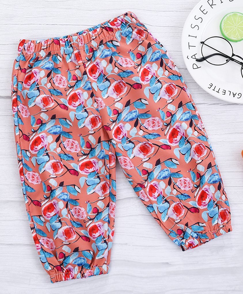 Kookie Kids Full Length Lounge Pants Flower Print - Multicolor-image-33