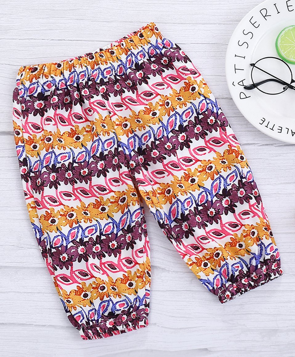 Kookie Kids Full Length Lounge Pants Flower Print - Multicolor-image-16