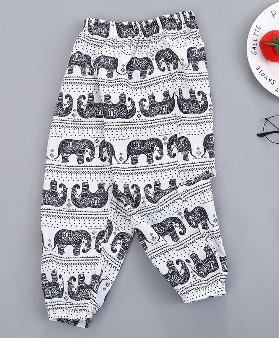 Kookie Kids Full Length Lounge Pant Elephant Print - Grey-image-2
